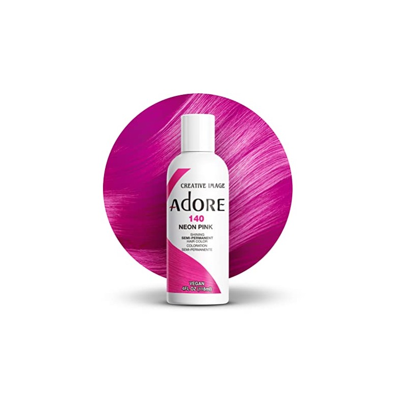 Adore Semi-Permanent Haircolor #140 Neon Pink 4 Ounce (118ml)