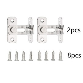 Dtoterul Stainless Steel Door Lock Pack of 2 Stainless Steel Door Bolt Stainless Steel Right Angle Door Fitting Door Bolt 90 Degree Angle with Screws Door Bolt for Window Furniture Door Lock