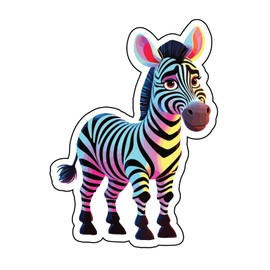 Rainbow Zebra Vinyl Sticker, Colorful Animal Decal, Cartoon Art Design,SUV, Van, Window, Bumper, Wall, Laptop, Tablet, Cup,Tumbler Or Any Smooth Surface