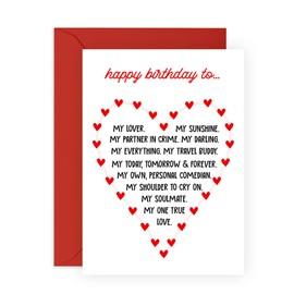 Central 23 Happy Birthday Husband Cards From Wife - To My Lover, My Soulmate, Travel Buddy - Boyfriend Birthday Cards - Sweet Girlfriend Birthday Card - Hearts Gifts - Come With Fun Stickers