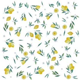 Maydahui Lemon Wall Decals Lemonade Green Leaves and Flowers Wall Stickers (41x41 Inch) Peel Stick Removable Summer Fruits Art Murals Decor for Kitchen Nursery Office Fruit Store Background