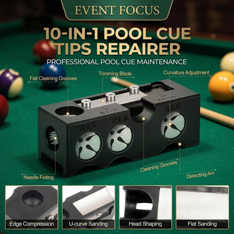 11-in-1 Billiards Stick Repair Tool Kit，Pool Cue Tips & Snooker