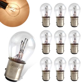 Flygun 10 PCS Car 1157 P21/5W S25 BAY15D Light Bulb, Double Tail High and Low Brake Light Bulb Turn Signal Light Bulb LongerLife Replacement, Universal Halogen Brake Tail Light Parking Light (White)