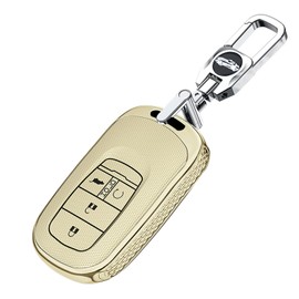 ontto 4 buttons PC Car Key fob Cover compatible with Honda Civic Accord Sport SI EX EX-L Touring CR-V XR-V 2022 2023 2024 Smart Key case Shell keyring Key holder keychian accessories Golden A