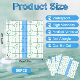 50 Stück Duschpflaster Wasserfest 10x10cm – Groß, Wasserdicht für Tattoo Aftercare & Second Skin Folie mit Sonnenschutz, Antiallergisch Transparentes Wundpflaster für Sport & Duschen