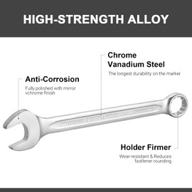 Jetech 23mm Combination Wrench - Industrial Grade, Chrome Vanadium Steel, Sand Blasted Finish, 12-Point Design, 15-Degree Offset, Forged, Heat-Treated, Metric