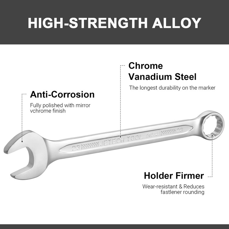 Jetech 23mm Combination Wrench - Industrial Grade, Chrome Vanadium Steel,