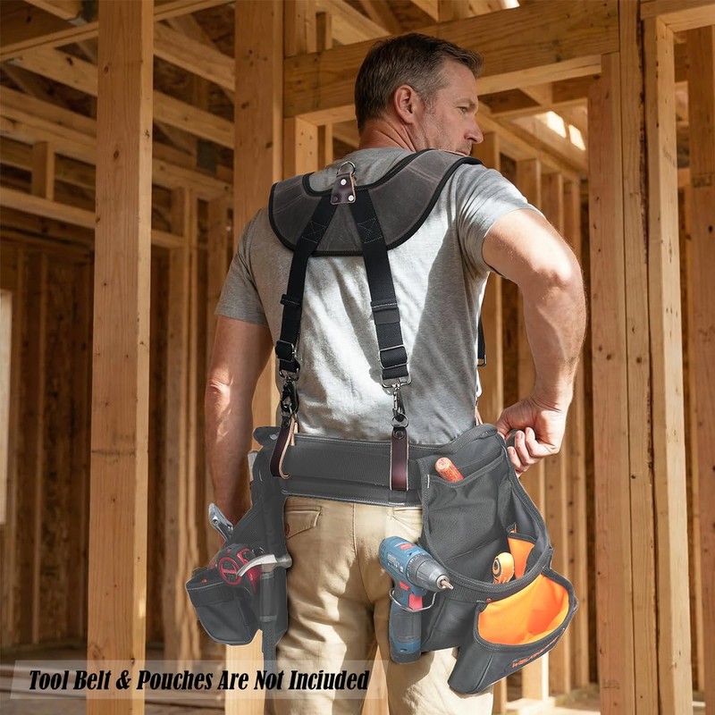WELKINLAND Heavy-Duty Canvas Tool Belt Suspenders, Padded Tool Belt Suspender,