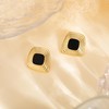 Freekiss Black Square Stud Earrings for Women, Chunky Gold Geometric