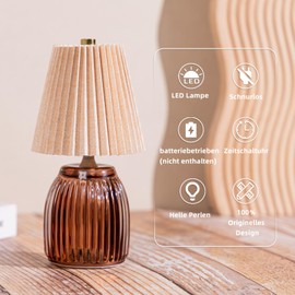 MJ Kabellose Lampen mit Timer Akku betriebene geflitzte Lampe Schatten für Heimdekor Notfallbatteriebetriebene kleine Lampen für Wohnzimmer Schlafzimmer Heimdekor Beige