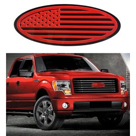 WSHFJDVCM 1pc USA Flag Emblem Badge Nameplate for Ford 04-14 F150, 11-14 Edge, 11-16 Explorer, 06-11 Ranger, 07-14 Expedition, Red,9inch F-9USF-RB