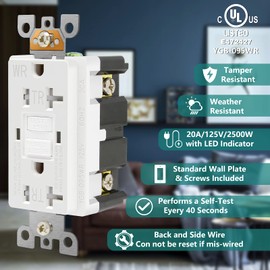 ANKO GFCI Outlet 20 Amp 4 Pack, UL Listed, Self-Test with LED Indicator, Tamper-Resistant, Weather Resistant Receptacle Indoor or Outdoor Use with Decor Wall Plates and Screws