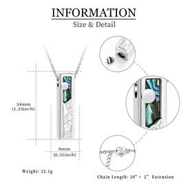 Abalone Shell Urn Necklace for Women Men Tree of Life/Mountain/Sunflower Cremation Jewelry for Ashes Bar Urn Pendant Cremation Ashes Necklace Keepsake Jewellery Memorial Gift (Silver-Mountain)