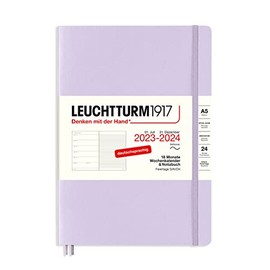 LEUCHTTURM1917 367857 Weekly Calendar & Notebook Softcover Medium (A5) 2024, 18 Months, Lilac, German