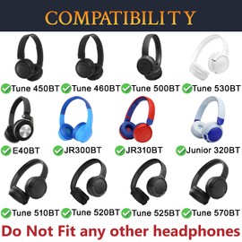 SOULWIT Cooling Gel Replacement Ear Pads for JBL Tune 450BT/Tune 460BT/Tune 500BT/Tune 510BT/Tune 520BT/Tune 530BT/JR 300BT/JR 310BT/E40BT/Junior 320BT,High Density Foam Pads