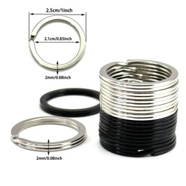 12 Pcs Metal Key Rings for Men Women,25 mm/1 Inch Flat O-Ring Keychain Rings Key Holder Round Split Keyrings Key Chain Clips,Key Carabiner Key Organizer for Home Office Car Keys(6 Silver,6 Black)