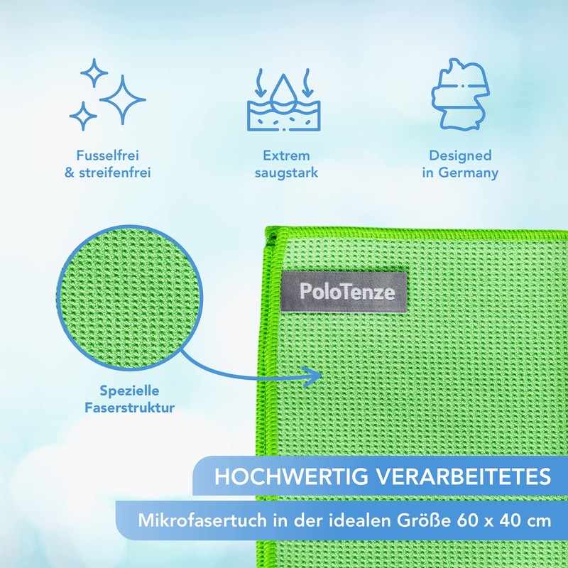 PoloTenze Set of 2 Premium Microfibre Drying Towels, Waffle Towels,