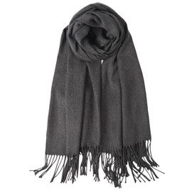 TUSHUSTY Pashmina Feel Shawls Wraps Solid Scarf for Women Soft Silky Warm Men Scarves Hijab Dark Gray