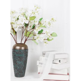 Tozeurty 5 Pcs White Fake Bougainvillea 27.5" Vintage Bougainvillea Artificial Flowers for Wedding Party Home Room Bathroom Patio Aisle Bridal Bouquet Table Vase Decor(White)