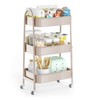 EAGMAK 3 Tier Utility Rolling Cart, Metal Storage Cart with