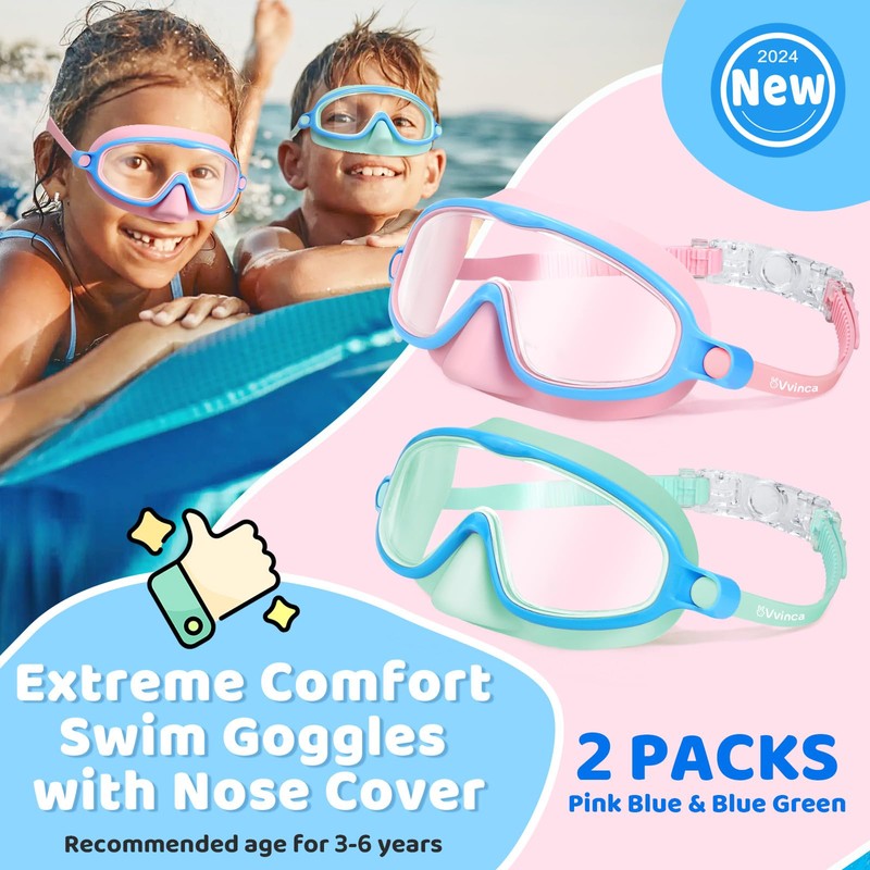 Vvinca Kids Swimming Goggles with Nose Guard