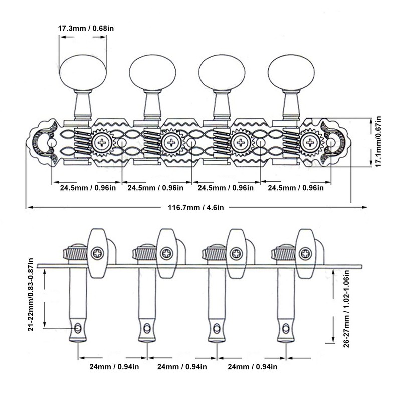 2PCS Mandolin Machine Head Tuning Pegs String Tuning Buttons Instrument