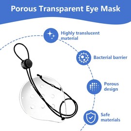 Henyall Transparent Eye Shield,2pcs Ventilated Eye Patches,Plastic Eye Shields,Breathable Eye Masks with Adjustable Strap,Cataract Eye Shield,Eye Care Accessories for Adults Post-Surgery Recovery