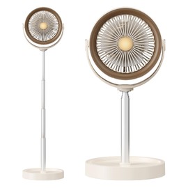 Portable Rechargeable Standing Fan 7.1" , USB Desk Fan & Portable Pedestal Fan For Travel, Small Floor Stand Up Fan For Sleeping, Height Adjustable, 3 Speed, For Home Bedroom Camping Traveling (Beige)