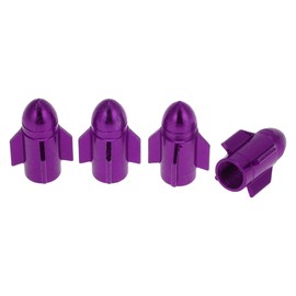 HEROFFIX 4 Pcs Rocket Style Tire Valve Stem Caps Decorative Tyre Valve Dust Covers 7x25.4mm Purple Aluminum Alloy