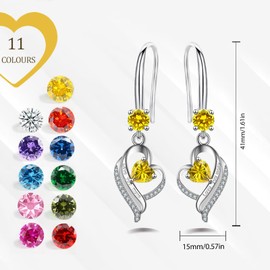 Yellow Earrings Sterling Silver Drop Earrings for Women, Silver Earrings with Cubic Zirconia, Hypoallergenic Earrings Topaz Earrings Birthstone Jewellery Gift for Birthday Christmas Anniversary