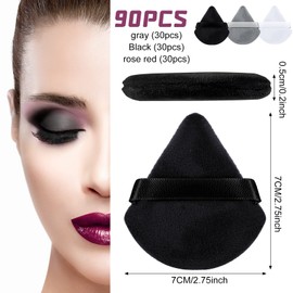 90 Pieces Powder Puff Face Soft Triangle Makeup Puff Makeup Sponges Setting Powder Puff with Strap Makeup Blenders and Sponges Cosmetic Foundation Wet Dry Makeup Tool for Loose Mineral Body Powder