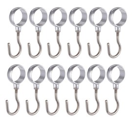 Rannb Wardrobe Closet Hook Stainless Steel Hanging Tube Rod Hook Fit for 25mm Rod -Pack of 12
