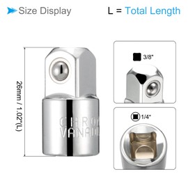 CoCud Impact Socket Adapter, 1/4"F To 3/8"M, CR-V Square Drive Reducer - (Applications: for Impact Driver Wrench)