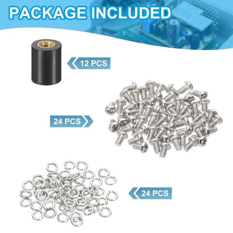 PATIKIL M3x10mm PCB Support Spacer, 12 Set 10mm/0.39" Supporting Height