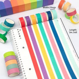 WAPETASHI Washi Tape Set 30 Rolls, Decorative Tape, Colored Tape, Scrapbook Tape, Craft Tape for Scrapbook Supplies, Journaling, Washy Tape, Washy-Tape