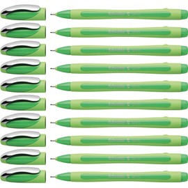 Schneider Xpress Premium Fineliner, 0.8 mm Porous Point, Light Green Barrel, Green Ink, Box of 10 Pens (190004)