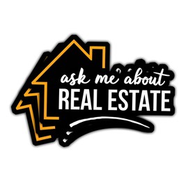 3 Pcs Ask Me About Real Estate Sticker, Realtor Sticker, Real Estate Agent Stickers for Waterproof Laptop Water Bottle Phone Car Window Helmet 3 Inches Gifts for Realtors and Brokers