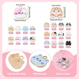 Spritewelry - Dijes de gato esmaltados surtidos para hacer joyas, encantadores colgantes de gato gatito, aleación de animales para manualidades, llavero, manualidades, regalo de Navidad, joyería,