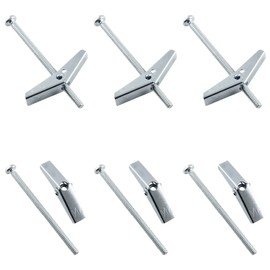 Jersvimc 10Pcs 3/16 x 3 Inch Round Head Toggle Bolt and Wing Nut, Metal Toggle Bolts Heavy Duty Wall Anchor Bolts Molly Screws for Drywall Wood Hanging Item