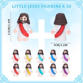 Barydat 100 Pcs Jesus Figures Easter Christ Toys Little Mini Jesus Loves You Silicone Bracelets Christian Easter Basket Stuffers Wristbands Bible Verse Bracelets for Sunday School Religious Baptism