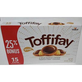 Storck Toffifay, A Whole Hazelnut, Caramel Hazelnut Cream, Chocolate Candy, 15 Pieces Per Box, 4.4 OZ