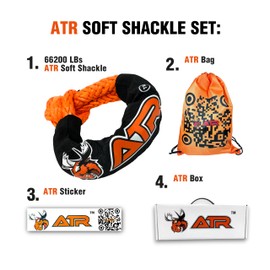 Soft Shackle Recovery Kit 66,200 lbs – 3/4” x 24” Off-Road Tow Rope with Sleeve, Heavy-Duty for Jeep, Truck, UTV, ATV (1 PC) by ATR