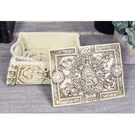 Aztec Maya Lunar And Solar Sun Gods Mesoamerican Calendar Jewelry Box Figurine