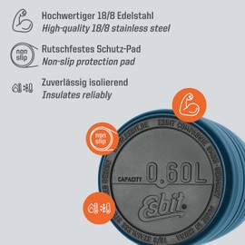 Esbit Thermobehälter Majoris für Essen - Warmhaltebehälter 600 ml in Polar Blue - aus Edelstahl für warme und kalte Speisen