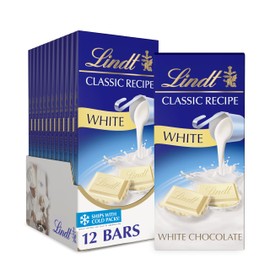 Lindt CLASSIC RECIPE White Chocolate Bar, White Chocolate Candy, 4.4 oz. (12 Pack)