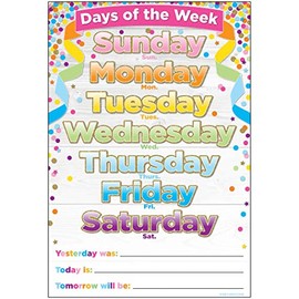 Ashley Productions ASH91038 Smart Polyâ¢ Chart, Confetti Days of The Week, Polypropylene (PP), 13" x 19"