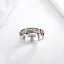 DAYLINLOVE Sunflower Anxiety Ring Sterling Silver Sunflower Spinning Rings for Anxiety Mood Rings for Women Relieve Stress Gift, Sterling Silver, No Gemstone