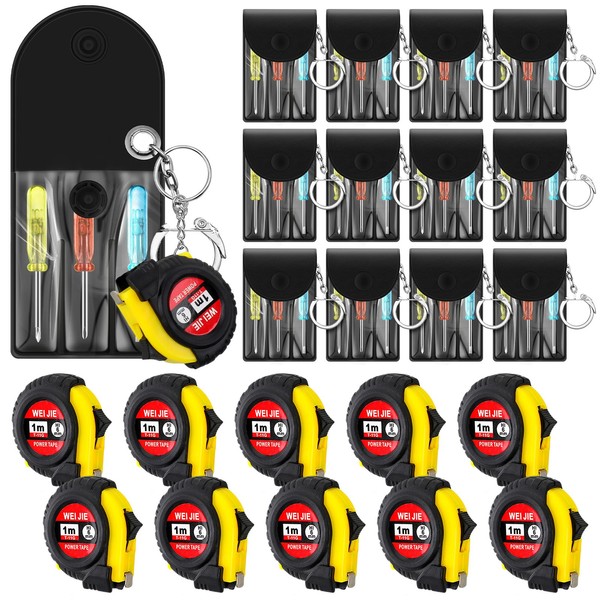 Jutom Mini Screwdriver Keychain Mini Tape Measure Keychain Set Bulk