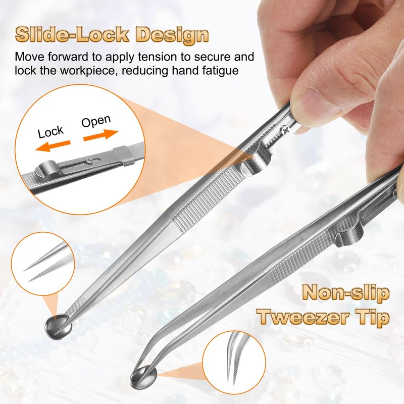 sourcing map 3pcs Diamond Tweezer Holder Pick Up Tool Set