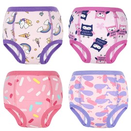 MooMoo Baby Cotton Potty Training Underwear 4 Packs Absorbent Training Pants for Girls and Boys 4T